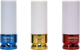 Smūginių galvučių komplektas 1/2 colio 17–19–21 mm CrMo SCM-440 3 vnt YT-1056 YATO