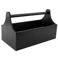 Creative Deco juodas medinis įrankių krepšys | Matmenys 34 x 18 x 20,5 cm | Natūrali dėžė su rankena | Įrankių maišelis | Dovanų komplektas
