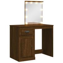 Kosmetinis staliukas，Makiažo stalas su LED lemputėmis, rudas, 90x42x132,5cm CFE8889214