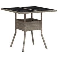 Stalas su stikliniu stalviršiu, pilkas, 80x80x75cm, poliratanas CFE8106619