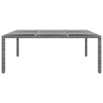 Sodo stalas，Lauko stalas, pilkas, 200x150x75cm, stiklas/poliratanas CFE599577