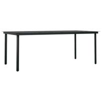 Sodo valgomojo stalas，Lauko stalas, juodas, 200x100x74cm, plienas ir stiklas CFE820046