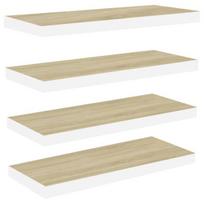 Pakabinamos lentynos, 4vnt.，Sieninė lentyna，sieninis stovas, ąžuolo/baltos, 80x23,5x3,8cm, MDF CFE572594