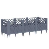 Sodo Lovelis，Gėlių dėžė，Gėlių vazonas su kuoliukais, pilkas, 123,5x43,5x43,5cm, PP CFE96963