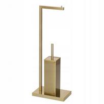 Aukso spalvos WC stovas 2 in 1 su tualetinio popieriaus laikikliu ir šepetėliu, 67 cm