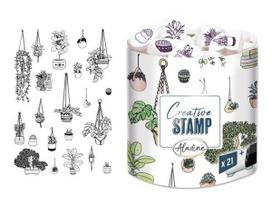 Antspaudų rinkinys Aladine Creative Stamp 21vnt. Plants + pagalvėlė antspaudams juoda