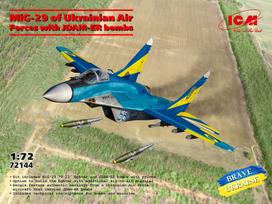 Klijuojamas Modelis ICM 72144 MiG-29 of Ukrainian Air Forces with JDAM-ER bombs 1/72