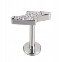 Titano labret auskaras su sidabro žaibu ir cirkoniu, 1.2/8 mm