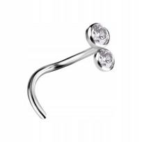 Titano nosies auskaras sidabrinis su baltu cirkoniu 0,8/6,5 mm