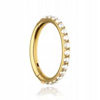 Titano Clicker Auskaras su Baltomis Cirkonio Karoliukais, Aukso Spalvos 1.2/6mm