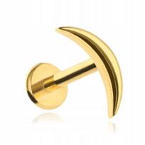 Auksinis titano labret auskaras su mėnuliu, 1.2/6 mm