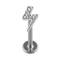 Titano labret su žaibu, sidabro spalvos, 1.2/6 mm