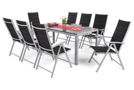 Lauko baldų komplektas Ibiza 185 cm, 8+1, Silver / Black