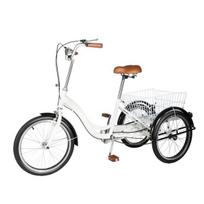 Bubello Triratis Dviratis, Baltas, 20", Vieno Greičio, Suaugusiems ir Senjorams, Su Galiniu Krepšiu