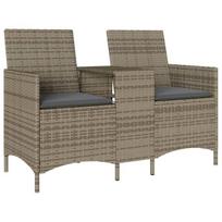 Dvivietė sodo sofa，Lauko sofa su pagalvėlėmis ir staliuku, pilkos spalvos CFE85837