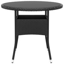 Sodo stalas，Lauko stalas, juodas, 80x75cm, grūdintas stiklas/poliratanas CFE628817