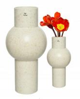 Dekoratyvinė smėlio spalvos molinė vaza su gėlėmis 38 x 18,5 cm