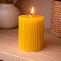 Bičių vaško žvakė "Gofruota kolona", 132g, Nordhelios