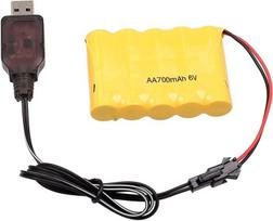 1 vnt. įkraunamų 6 V 700 mAh AA Ni-CD baterijų SM 2P kištukas žaislų maitinimo bankui + USB kabelis