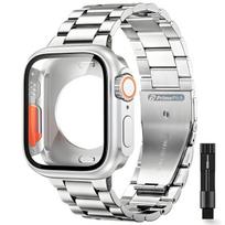 Nerūdijančio Plieno Laikrodžio Dirželis su Apsauginiu Dėklu Apple Watch 49/45/44/42 mm, Sidabrinis, PrimePick