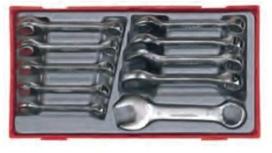 Teng Tools trumpų plokščių-žiedinių raktų rinkinys, 10 vnt.