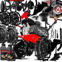 Benzininė kultivatorė VENOM TP85-196, Loncin 196 cm³, 4-taktų, 2 pavaros, 85 cm, su plūgu ir priedais