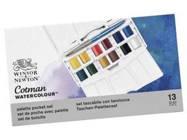 Akvareliniai dažu rinkinys Cotman Pocket Plus 12x1/2 kubeliu+teptukas plastikine dežute