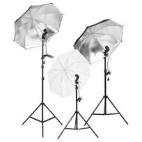 Fotostudijos rinkinys su apšvietimo rinkiniu ir fonu