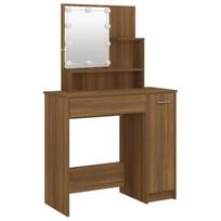 Kosmetinis staliukas，Makiažo stalas su LED, rudas ąžuolo, 86,5x35x136cm CFE8740440