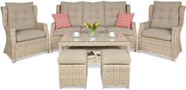 Lauko baldų komplektas TRIVENTO 3 + su pufais, Beige