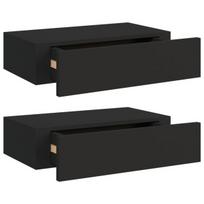 Lentyna daiktams，Lentynos su stalčiais, 2vnt., juodos, 40x23,5x10cm, MDF CFE305001