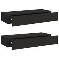 Lentyna daiktams，Lentynos su stalčiais, 2vnt., juodos, 60x23,5x10cm, MDF CFE495171
