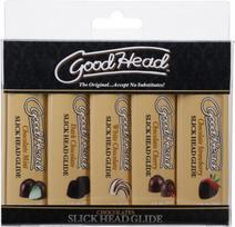 Oralinių lubrikantų rinkinys Doc Johnson Slick Head Glide, 29 ml, 5 dalių