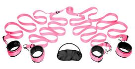 Miegamojo suvaržymo rinkinys „Frisky Pink“ H-diržas po čiužiniu su minkštomis neopreno manžetėmis