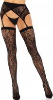 Seksualios pėdkelnės Leg Avenue Lace Thigh High, juodos