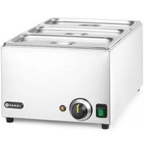 Maisto šildytuvas su 3 GN 1/3 indais ir dangčiais, 1000 W, pilkas