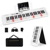Costway 61 klavišo sulankstoma pianino klaviatūra,balta