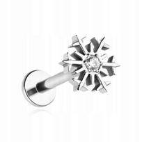 Titano labret auskaras su cirkonio snaige 1,2/6 mm