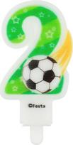 Futbolo torto žvakutė "2" žalia