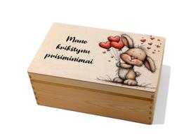Medinė krikštadėžė su spauda Mano krikštynų prisiminimai 30x40 cm 1 vnt, įvairių spalvų