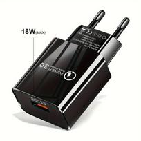 Greitas 18W USB sieninis įkroviklis,  Juoda