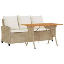 Trivietė sodo sofa，Lauko sofa su staliuku ir pagalvėlėmis, smėlio spalvos CFE81368