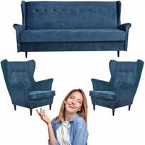 Poilsio komplektas Sofa-lova 2 foteliai Mėlynas komplektas ARI Family Furniture