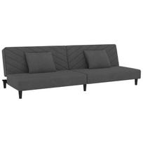Dvivietė sofa-lova，Poilsio sofa su dvejomis pagalvėmis, pilka, aksomas CFE57116