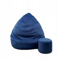 Sėdmaišis su pufu Mega Premium Cloud Velour XXL, 100x130 cm, jūros mėlynas