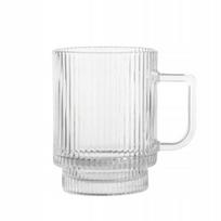 Tiesus stiklinis latte kavos puodelis su grioveliais 300ml 1 vnt.