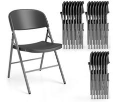„Costway“ 6 sulankstomų kėdžių komplektas, pagamintas iš metalo ir plastiko, 150 kg keliamoji galia, svečių kėdės, pilkos