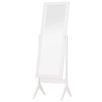 HOMCOM Pastatomas veidrodis Elegantiškas veidrodis per visą ilgį su paaukštintomis kojelėmis, lengvai prižiūrimas MDF, baltas, 47x46x148 cm, skirtas miegamajam ir prieškambariui, Balta