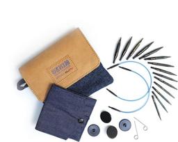 KnitPro Denim trumpų 5 cm virbalų rinkinys keičiamu valu