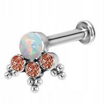 Titano labret auskaras - oranžinis helix 1,2/8 mm